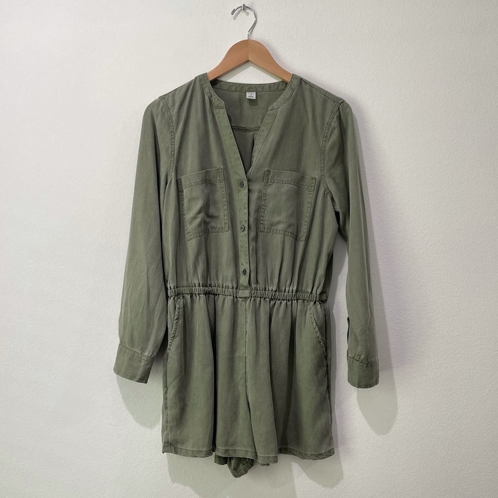 Army green neutral romper